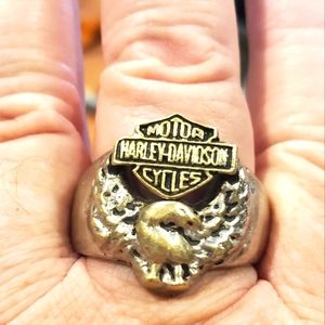 Harley Davidson vintage Sterling &Gold eagle ring sz 11 18gr